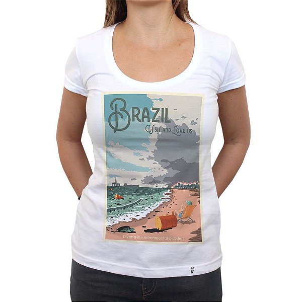 Brazil: Visit and Love Us - Camiseta Clássica Feminina
