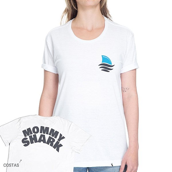 Mommy Shark - FRENTE e COSTAS - Camiseta Basicona Unissex