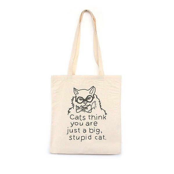 Stupid Cat - Bolsa de Lona-Off White-U