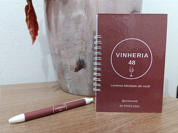 Mini caderno para anotações - Meus Vinhos , acompanha caneta. Exclusivo Vinheria 48