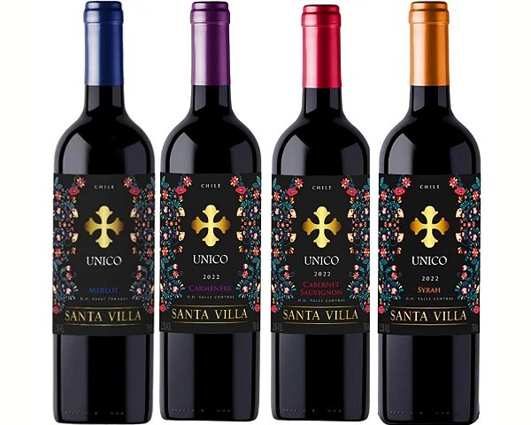 Kit de Tintos Chileno Santa Villa Unico: Merlot, Carmenere, Cabernet Sauvignon