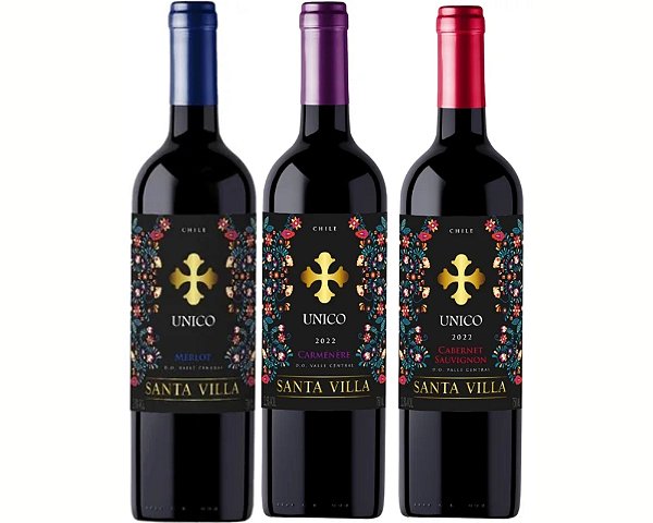Kit de Tintos Chileno Santa Villa Unico: Merlot, Carmenere, Cabernet Sauvignon