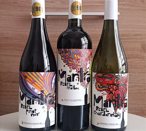 Trio Vinho Argentino Mantra com super desconto! Malbec, Pinot Noir e Chardonnay
