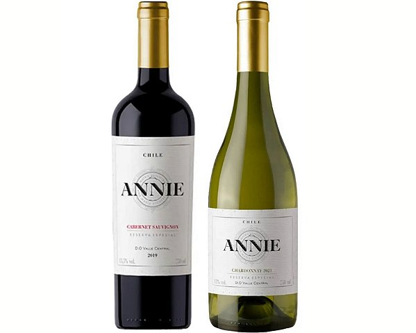 2 Vinhos Chilenos Annie Especial Reserva Cabernet Sauvignon + Chardonnay 750ml