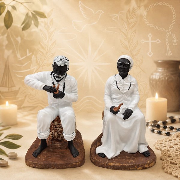 Casal de Pretos Velhos - 15cm
