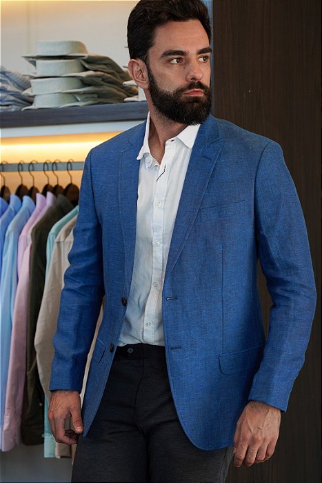 Paletó linho Azul Vila Romana - Mr Suits - Especialista em vestir bem