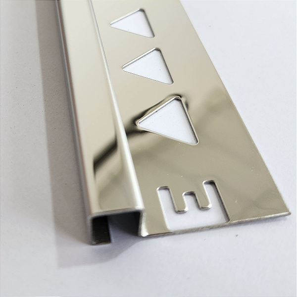 Perfil Inox 304 Modelo P Escadas e Soleira Quadrado - Inox Brilho e Escovado - Barra de 3 metros
