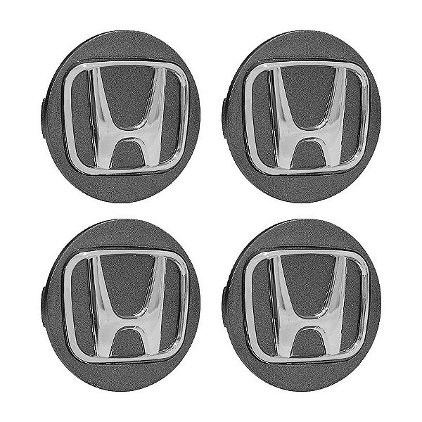 Jogo de Calotinha 69mm Centro de Roda Honda New Civic Grafite com Cromado