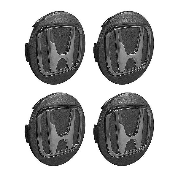 Jogo de Calotinha 69mm Centro de Roda Honda HRV CRV Accord Grafite com Cromado