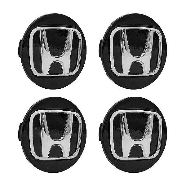 Jogo de Calotinha 69mm Centro de Roda Honda CRV HRV Accord Preta com Cromado