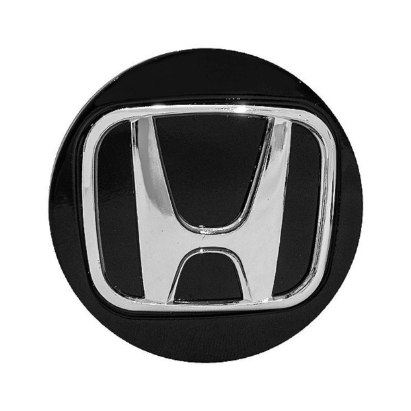 Calotinha 69mm Centro de Roda Honda New Civic Preta Emblema Cromado