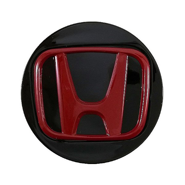 Calotinha 58mm Centro de Roda Honda FIT Civic City WRV Preta com Vermelho
