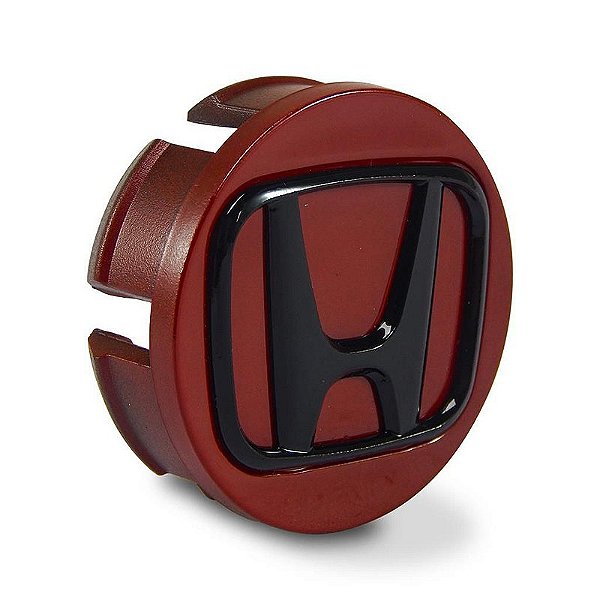 Calotinha 58mm Centro de Roda Honda FIT Civic City WRV Vermelha com Preto
