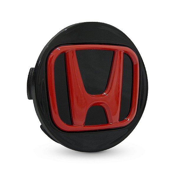 Calotinha 69mm Centro de Roda Honda CRV HRV Accord Preta com Vermelho
