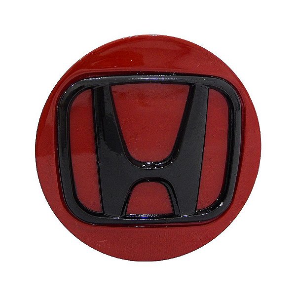 Calotinha 69mm Centro de Roda Honda HRV CRV Accord Vermelha com Preto