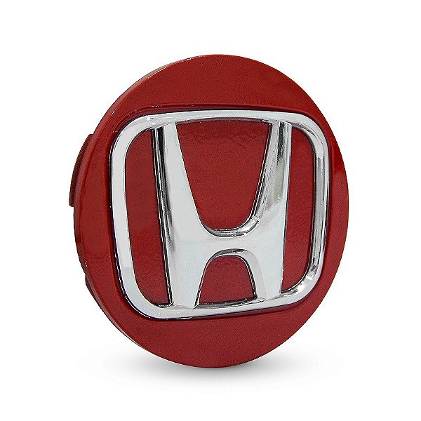 Calotinha 69mm Centro de Roda Honda CRV HRV Accord Vermelha com Cromado