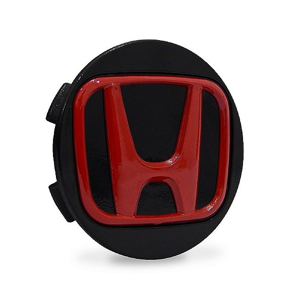 Calotinha 56mm Centro de Roda Esportiva KRMAI Honda Civic SI Preta com Vermelho