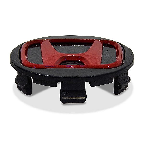 Calotinha 56mm Centro de Roda Esportiva KRMAI Honda Civic SI Preta com Vermelho