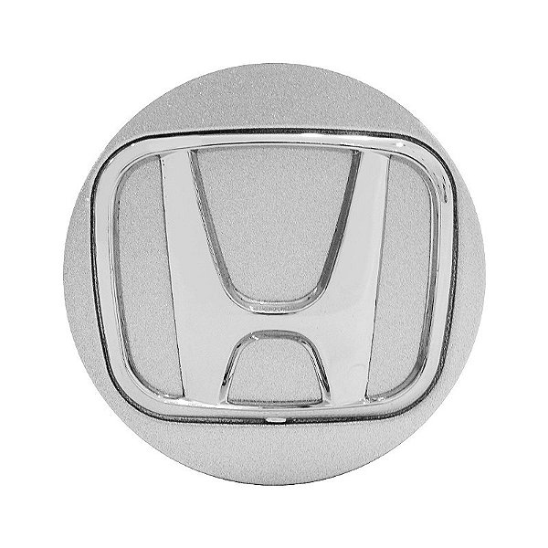 Calotinha 56mm Centro de Roda Esportiva KRMAI Honda Civic SI Prata com emblema Cromado