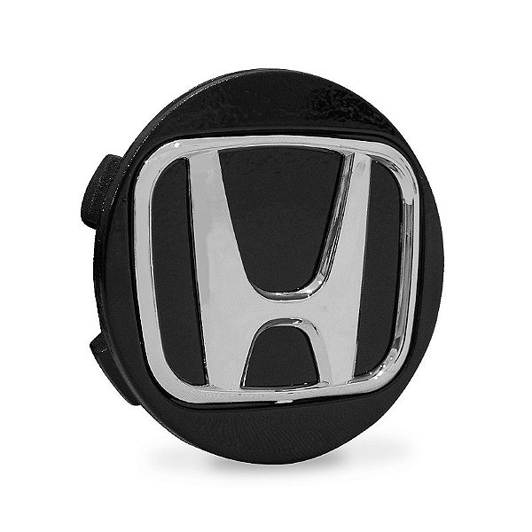 Calotinha 56mm Centro de Roda Esportiva KRMAI Honda Civic SI Preto com Cromado