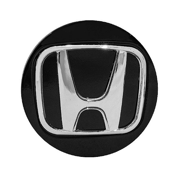 Calotinha 56mm Centro de Roda Esportiva KRMAI Honda Civic SI Preto com Cromado