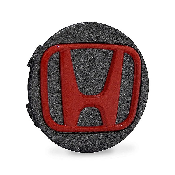 Calotinha 56mm Centro de Roda Esportiva KRMAI Honda Civic SI grafite com Vermelho