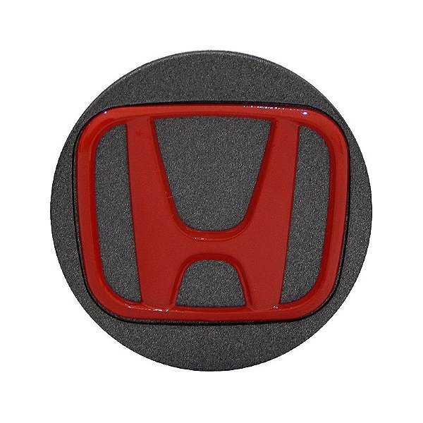 Jogo Calotinha 56mm Centro de Roda Esportiva KRMAI Honda Grafite com Vermelho