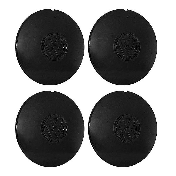 Jogo Calota Centro Roda De Ferro Vw Aro 13 14 15 Parati Club Preta brilhante