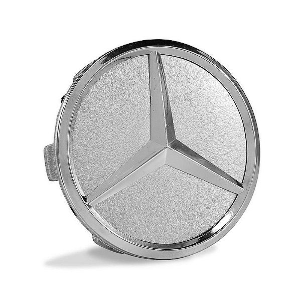Calotinha Mercedes 75mm Prata com Emblema Cromado