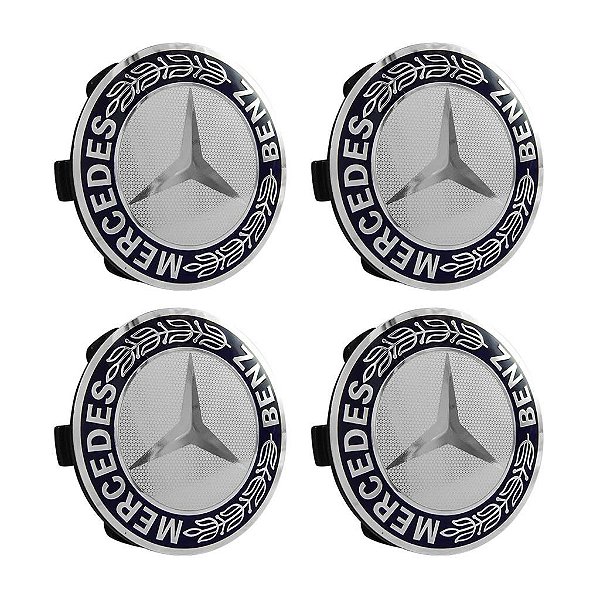 Jogo Calotinha Mercedes 75mm Azul Emblema Clássico