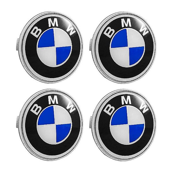 Jogo Calotinha 69mm Centro de Roda BMW Até 2018 Azul