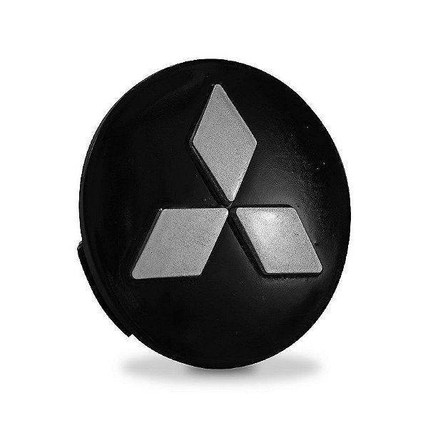 Calotinha 60mm Centro Roda Mitsubishi Lancer Asx Outlander Preta com Prata