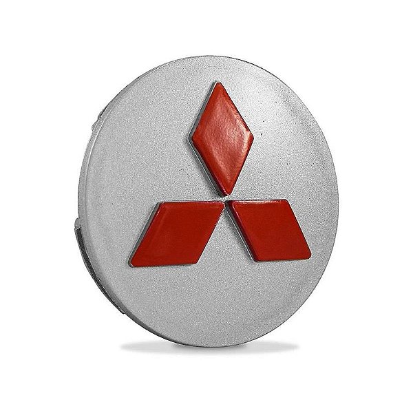 Calotinha 60mm Centro Roda Mitsubishi Lancer Asx Outlander Prata com Vermelho