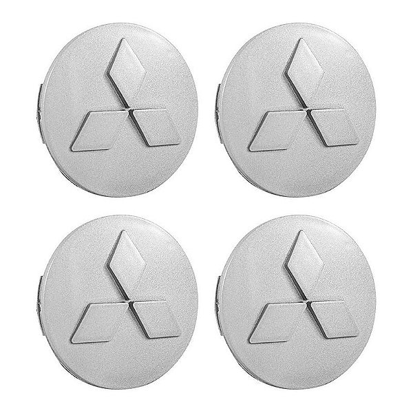 Jogo Calotinha 60mm Centro Roda Mitsubishi Lancer Asx Outlander Prata