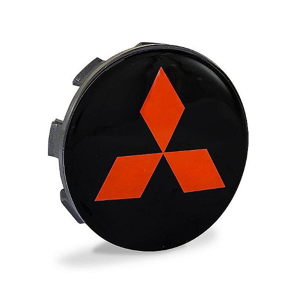 Calotinha 55mm Centro de Roda Mitsubishi Triton L200 Tr4 Preta Vermelho Lisa