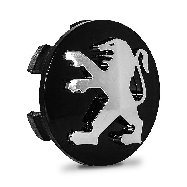 Calotinha 60mm Centro de Roda Peugeot 206 207 208 307 Hoggar Preta e Cromada