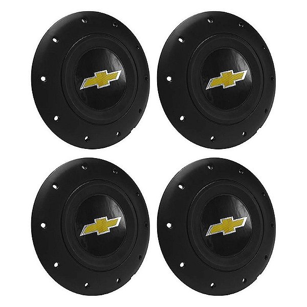 Jogo Calota Central Roda de Ferro Chevrolet GM Preto Modelo Amarok Aro 13 14 15