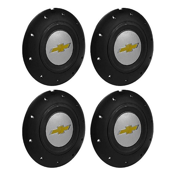 Jogo Calota Central Roda de Ferro Chevrolet GM Emblema Prata Modelo Amarok Aro 13 14 15