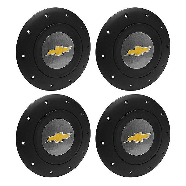 Jogo Calota Central Roda de Ferro GM Chevrolet Emblema Grafite Modelo Amarok Aro 13 14 15