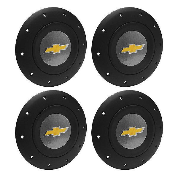 Jogo Calota Central Roda de Ferro GM Chevrolet Emblema Grafite Modelo Amarok Aro 13 14 15