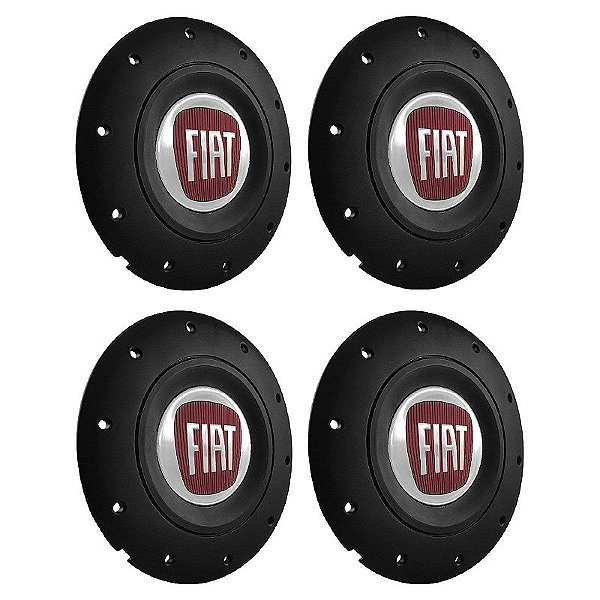 Jogo Calota Central Roda de Ferro Fiat Modelo Amarok Aro 13 14 15 Emblema Vermelho