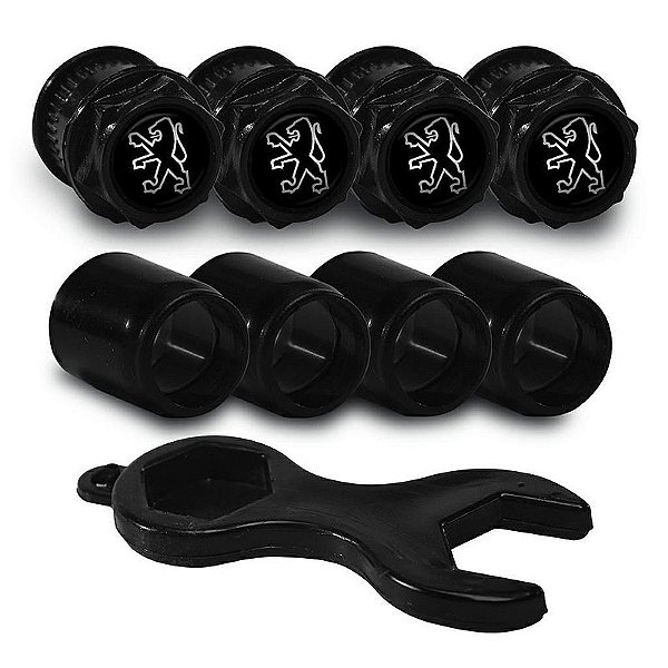 Capa Bico de Válvula Preto Pneu Peugeot 206 307 Hoggar