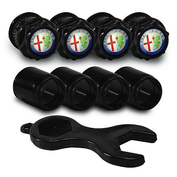 Capa Bico de Válvula Preto Pneu Alfa Romeo