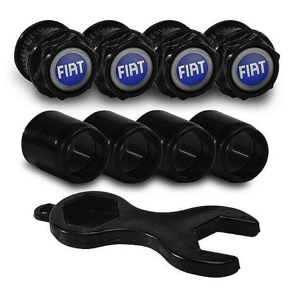 Capa Bico de Válvula Preto Pneu Fiat Azul Palio Uno Siena