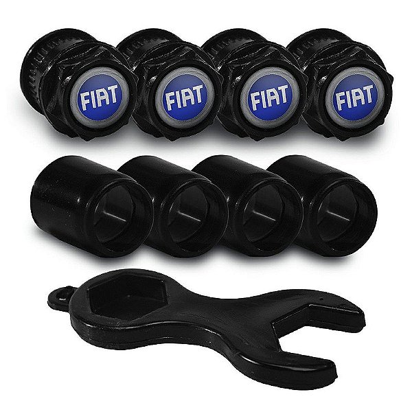 Capa Bico de Válvula Preto Pneu Fiat Azul Punto Stilo Tempra