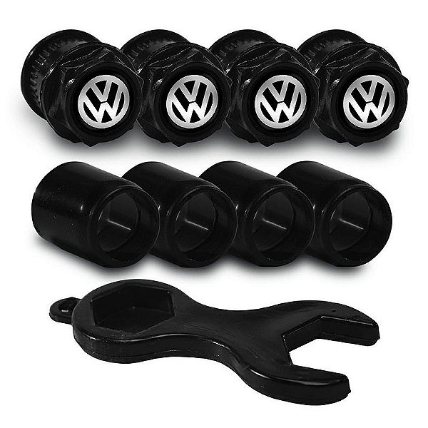 Capa Bico de Válvula Preto Pneu VW Voyage Fox Polo Golf