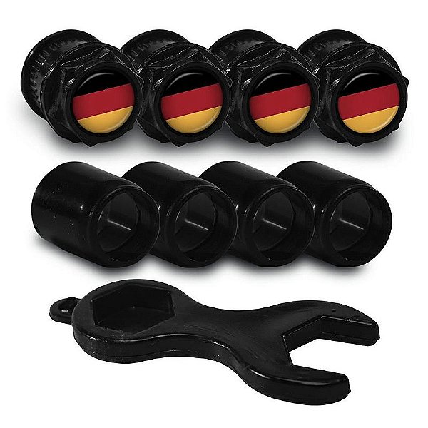 Capa Bico de Válvula Preto Pneu Bandeira Alemanha