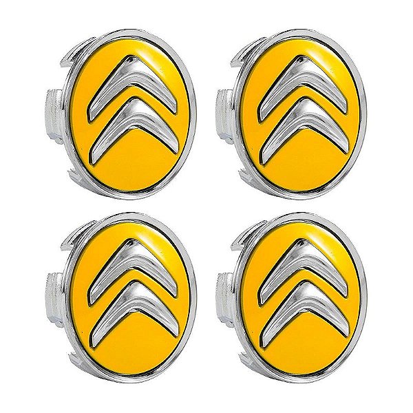 Jogo Calotinha 60mm Centro de Roda Citroen Aircross C3 C4 Amarela