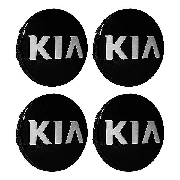 Jogo Calotinha 60mm Centro de Roda Kia Sportage Cerato Soul Picanto Preta