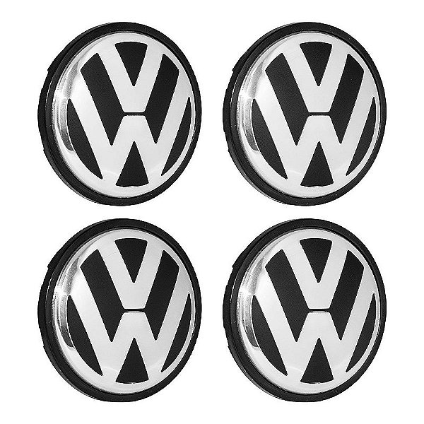 Jogo Calotinha 65mm Centro de Roda VW Jetta Amarok Golf Fusca Preta
